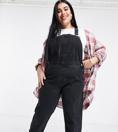 Черный выбеленный джинсовый комбинезон ASOS DESIGN Curve-Черный цвет