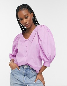 Фиолетовая блузка с объемными рукавами Vila-Сиреневый
