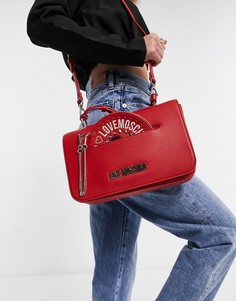 Красная стеганая сумка на плечо с декоративной цепочкой Love Moschino-Красный