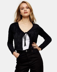 Черный кардиган с завязкой спереди Topshop-Черный цвет