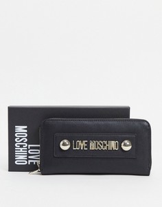 Черный большой кошелек с заклепками Love Moschino-Черный цвет