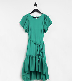 Атласное платье миди цвета зеленый нефрит с оборкой по нижнему краю Blume Maternity-Зеленый цвет