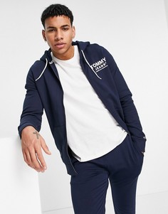 Худи на сквозной молнии с графическим принтом Tommy Jeans Еssential-Темно-синий