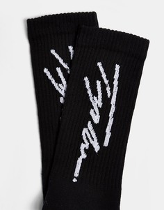 Черные носки c логотипом Topman-Черный цвет