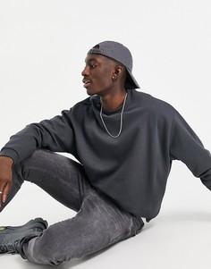 Черный выбеленный oversize-свитшот ASOS DESIGN-Черный цвет