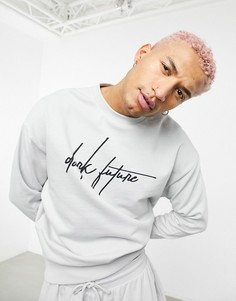 Серый свитшот в стиле oversized с принтом логотипа от комплекта ASOS Dark Future