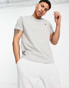 Серая меланжевая плотная классическая oversized-футболка с логотипом игрока Polo Ralph Lauren-Серый