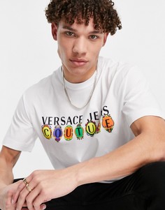 Белая футболка с логотипом Versace Jeans Couture-Белый