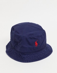 Темно-синяя панама с логотипом игрока Polo Ralph Lauren-Темно-синий