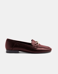 Бордовые кожаные лоферы Topshop-Красный