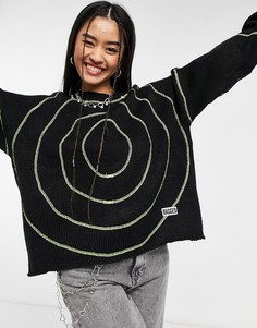 Oversized-джемпер из трикотажа грубой вязки с контрастной декоративной строчкой The Ragged Priest-Черный цвет