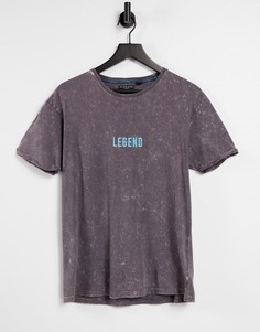 Темно-серая футболка с эффектом кислотной стирки Brave Soul-Голубой