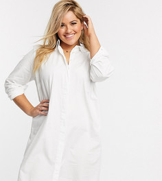 Белое хлопковое платье-рубашка мини ASOS DESIGN Curve-Белый