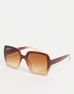 Квадратные солнцезащитные женские очки в стиле oversized в коричневой оправе Jeepers Peepers-Коричневый цвет