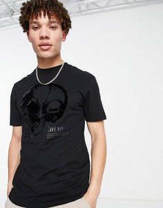 Черная футболка с принтом в виде черепа River Island-Черный цвет