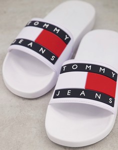 Белые шлепанцы с логотипом-флагом Tommy Jeans-Белый