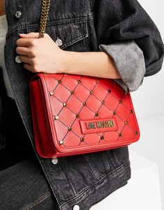 Красная сумка на плечо с заклепками Love Moschino-Красный