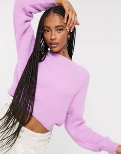 Лавандовый мягкий джемпер с круглым вырезом Bershka-Фиолетовый