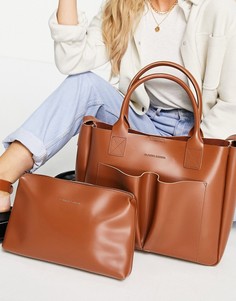 Светло-коричневая сумка-тоут с двумя карманами Claudia Canova-Светло-коричневый