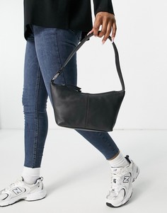 Черная кожаная сумка на плечо изогнутой формы в стиле 90-х ASOS DESIGN-Черный цвет