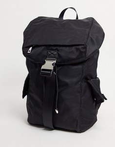 Черный нейлоновый рюкзак с боковыми карманами ASOS DESIGN-Черный цвет