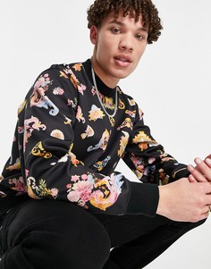 Черный свитшот с принтом в стиле барокко Versace Jeans Couture-Черный цвет