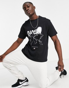 Черная футболка с принтом карты мира и надписью "Nasa" ASOS DESIGN-Черный цвет