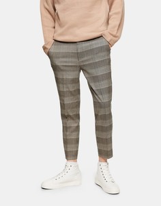 Бежевые эластичные джоггеры зауженного кроя в клетку Topman-Многоцветный