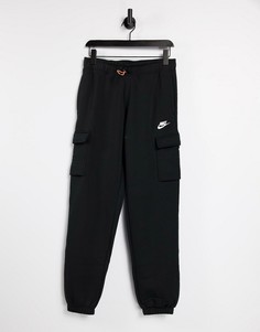 Черные флисовые брюки карго свободного кроя Nike-Черный цвет