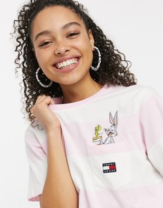 Розовая футболка с логотипом Tommy Jeans x Looney Tunes-Розовый