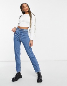 Выбеленные узкие джинсы в винтажном стиле с высокой талией ASOS DESIGN-Голубой
