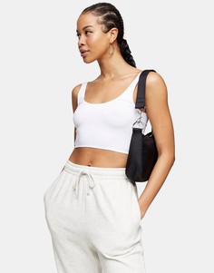 Белый кроп-топ с овальным вырезом Topshop
