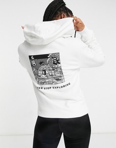 Худи белого цвета с черным прямоугольным принтом The North Face-Белый