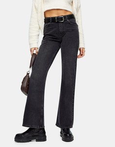 Расклешенные джинсы черного выбеленного цвета в стиле 90-х Topshop-Черный цвет