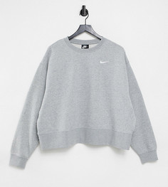 Серый свитшот в стиле oversized с маленьким логотипом Nike Plus