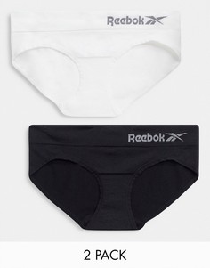 Комплект из двух бесшовных трусов черного и белого цвета Reebok-Черный