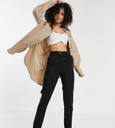 Черные льняные брюки-сигареты ASOS DESIGN Tall-Черный цвет