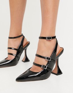 Черные туфли с пряжками на высоком каблуке ASOS DESIGN Parry-Черный цвет