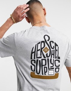 Серая футболка с круглым вырезом и логотипом на груди Herschel Supply Co-Серый