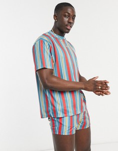 Красно-голубая полосатая oversized-футболка (от комплекта) ASOS DESIGN-Многоцветный