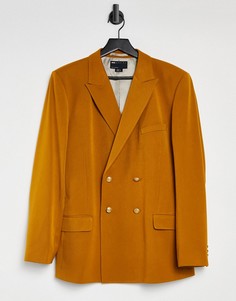 Приталенный двубортный пиджак древесного оттенка ASOS DESIGN-Коричневый