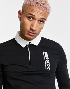 Поло черного цвета с длинными рукавами BOSS Athleisure Plisy 1-Черный