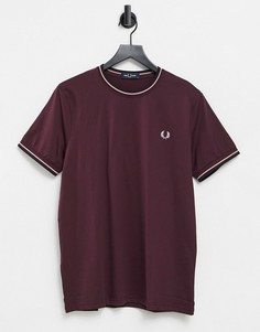 Бордовая футболка с двойным кантом Fred Perry-Красный