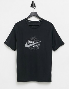 Черная футболка с меняющим цвет логотипом Nike Running Run Division Miler-Черный цвет