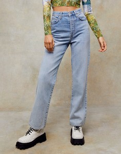 Выбеленные джинсы прямого кроя Topshop-Голубой