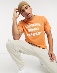 Оранжевая футболка с круглым вырезом и логотипом Herschel Supply Co-Оранжевый цвет