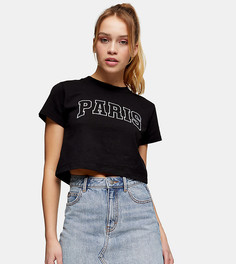 Синяя выбеленная джинсовая мини-юбка Topshop Petite-Черный цвет