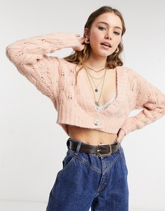 Укороченный кардиган персикового цвета со строчкой Topshop-Оранжевый цвет