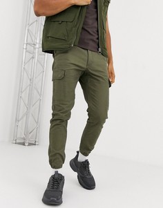 Облегающие брюки карго цвета хаки Topman-Зеленый цвет