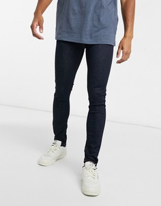 Супероблегающие джинсы из необработанного денима Topman-Голубой